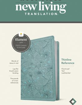 NLT Thinline Reference Bible, Filament Enabled (Leatherlike, Floral Leaf Teal, Red Letter) Hot on Sale